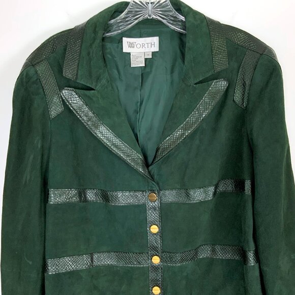 New Worth Genuine Suede Leather Dark Green Jacket Size 14 - Picture 3 of 16